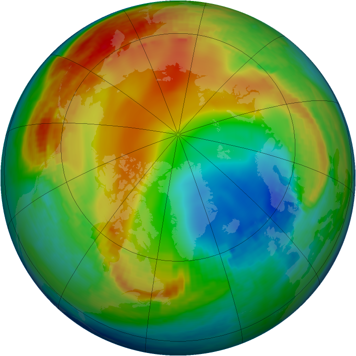Arctic ozone map for 20 January 1992